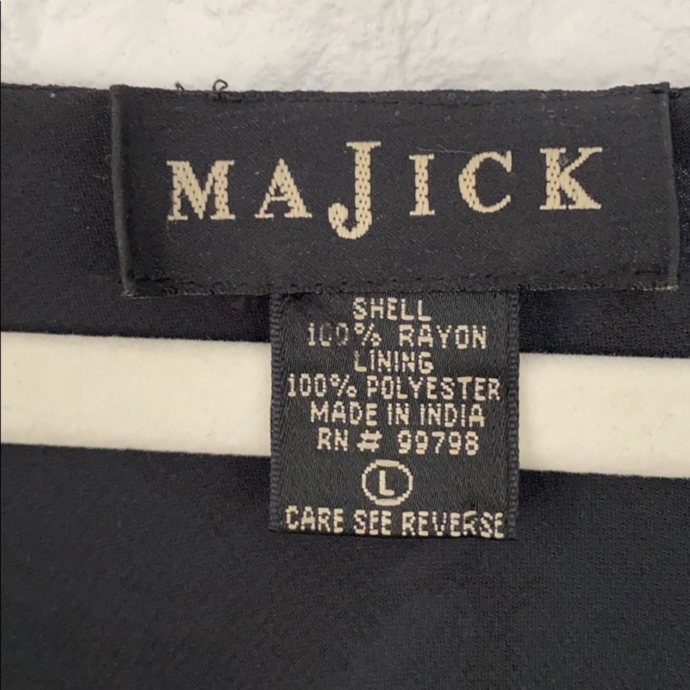 Majick long Lined Sheer sleeved Navy + Blue Dress - Picture 8 of 14